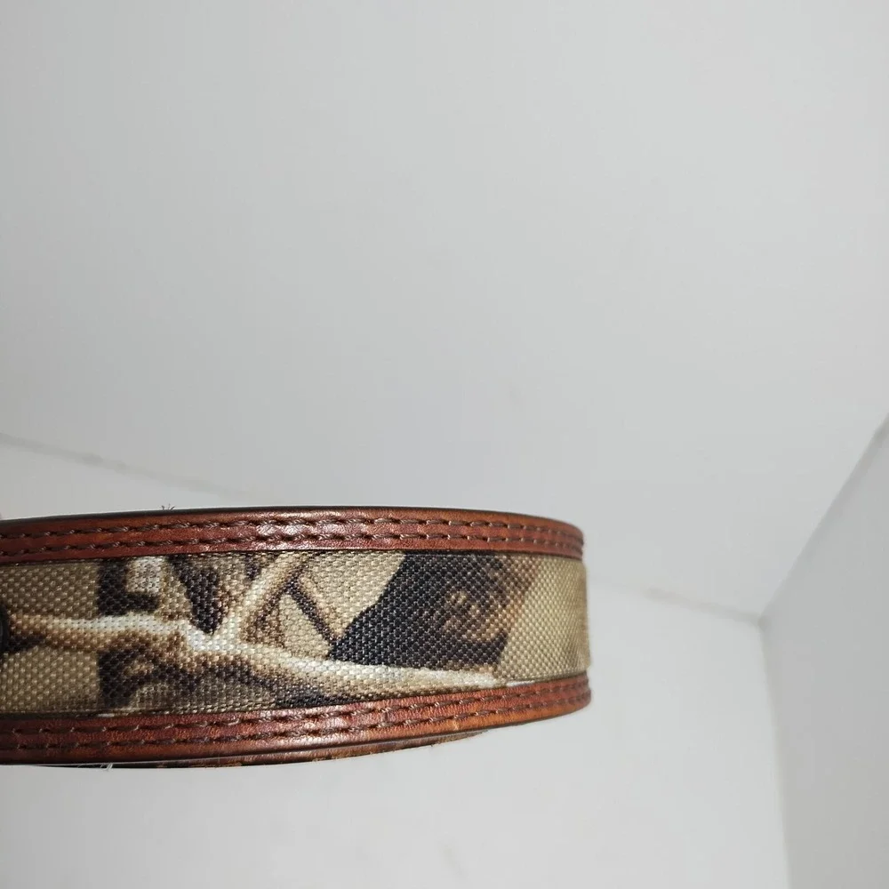 Men's Camo Brown Leather Belt  Size 38 Lined On Bonded Leather‎ Camouflage